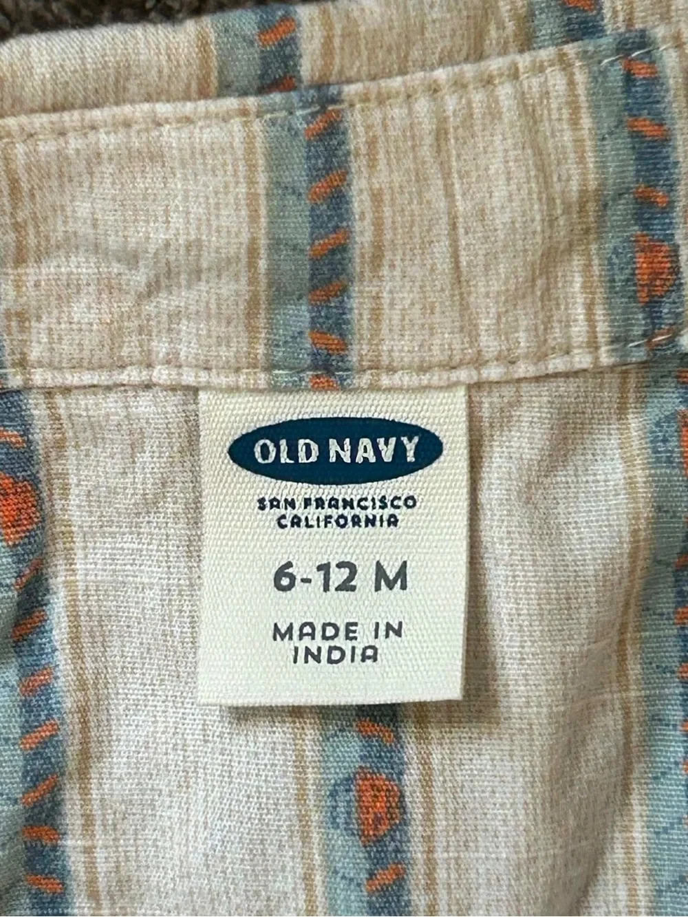 Old Navy Striped Button-Up Baby Romper Size 6-12 months Cotton Nautical Preppy